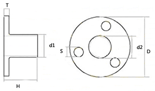 brad hole Tee nuts drawing 
